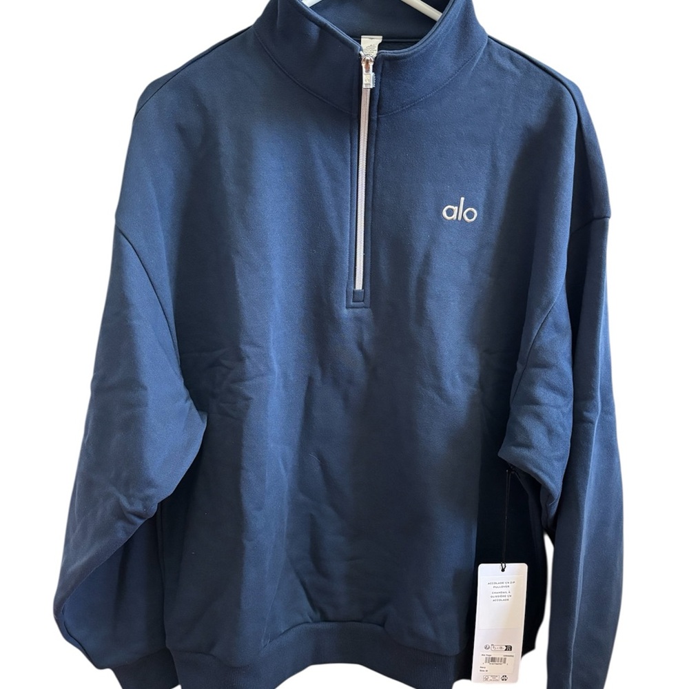 ALO Yoga Men's Navy Zip-Up Sweater
